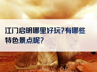 江门启明哪里好玩？有哪些特色景点呢？