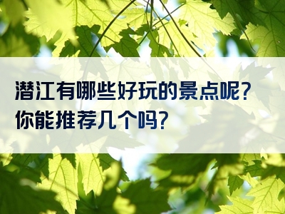 潜江有哪些好玩的景点呢？你能推荐几个吗？