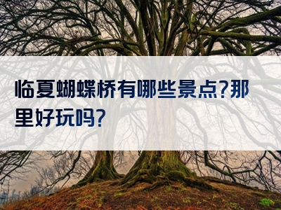临夏蝴蝶桥有哪些景点？那里好玩吗？