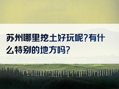苏州哪里挖土好玩呢？有什么特别的地方吗？