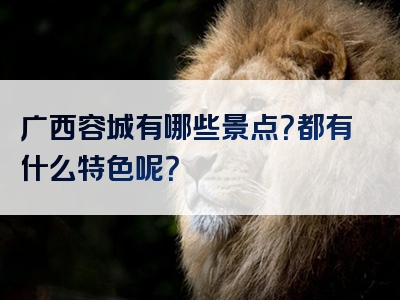 广西容城有哪些景点？都有什么特色呢？