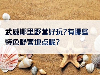 武威哪里野营好玩？有哪些特色野营地点呢？
