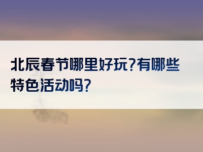 北辰春节哪里好玩？有哪些特色活动吗？