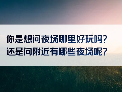 你是想问夜场哪里好玩吗？还是问附近有哪些夜场呢？