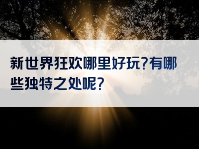 新世界狂欢哪里好玩？有哪些独特之处呢？