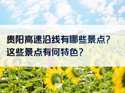 贵阳高速沿线有哪些景点？这些景点有何特色？