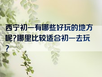 西宁初一有哪些好玩的地方呢？哪里比较适合初一去玩？