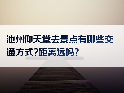 池州仰天堂去景点有哪些交通方式？距离远吗？