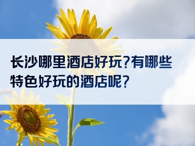 长沙哪里酒店好玩？有哪些特色好玩的酒店呢？