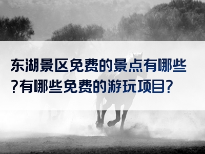 东湖景区免费的景点有哪些？有哪些免费的游玩项目？
