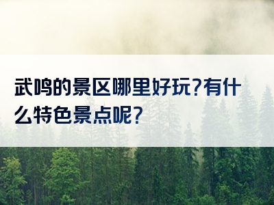 武鸣的景区哪里好玩？有什么特色景点呢？
