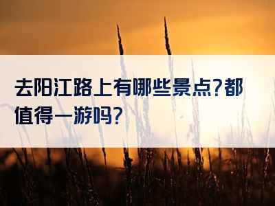 去阳江路上有哪些景点？都值得一游吗？