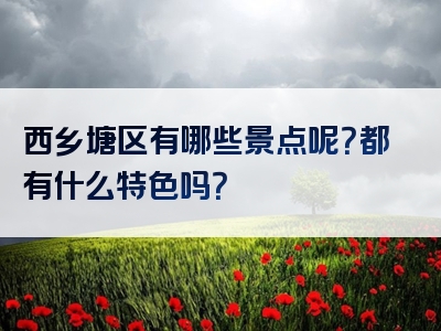 西乡塘区有哪些景点呢？都有什么特色吗？