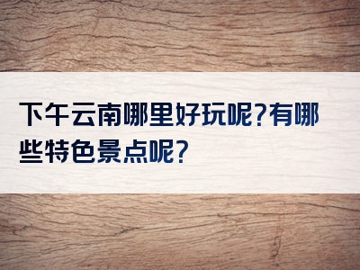 下午云南哪里好玩呢？有哪些特色景点呢？