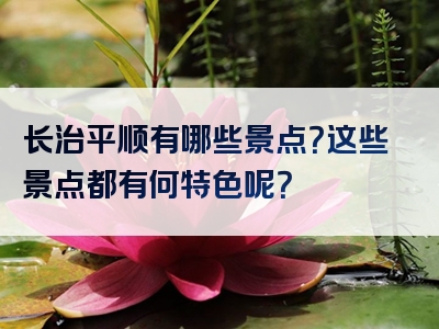 长治平顺有哪些景点？这些景点都有何特色呢？